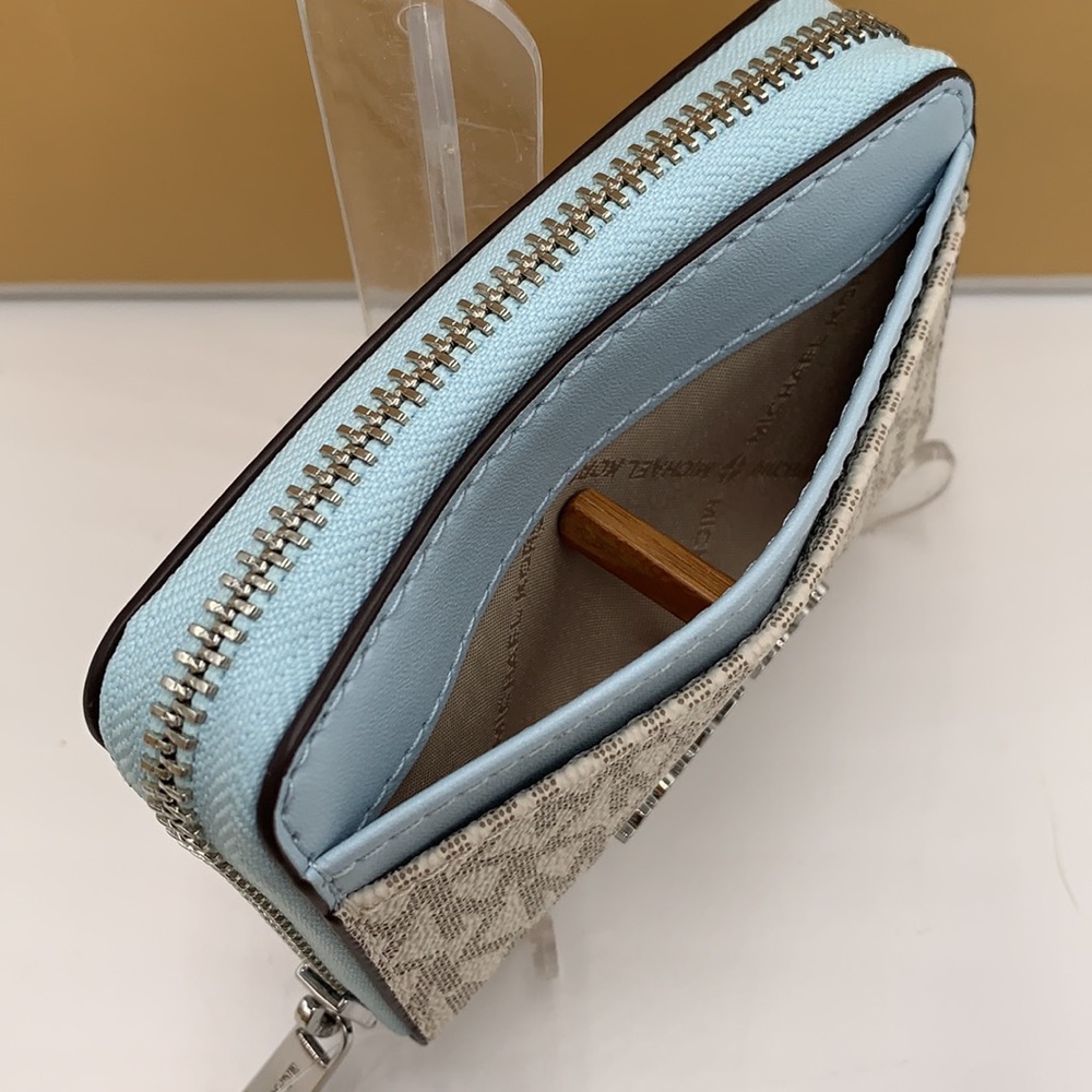 MICHAEL KORS MEDIUM ZIP AROUND CARD CASE VSTA BLUE MULTI SIGNATURE COLOR - Picture 10 of 15